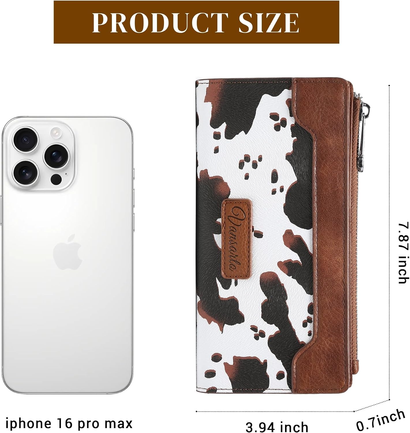 HOTCow Print Wallets for Women Slim Bifold Credit Card Holder - Card Cases Wallet with Smooth Zipper, Coin Pocket & ID Window - Money Organizer Cash Wallet, Signature Brown