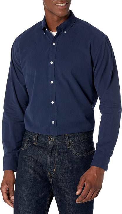 HOTAmazon Essentials Men's Regular-Fit Long Sleeve Oxford Shirt, 100% Cotton
