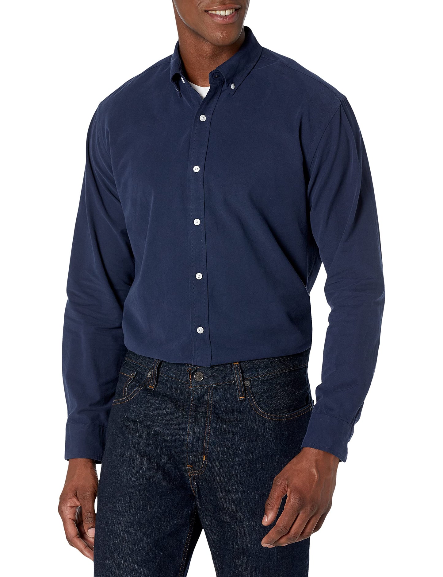 HOTAmazon Essentials Men's Regular-Fit Long Sleeve Oxford Shirt, 100% Cotton
