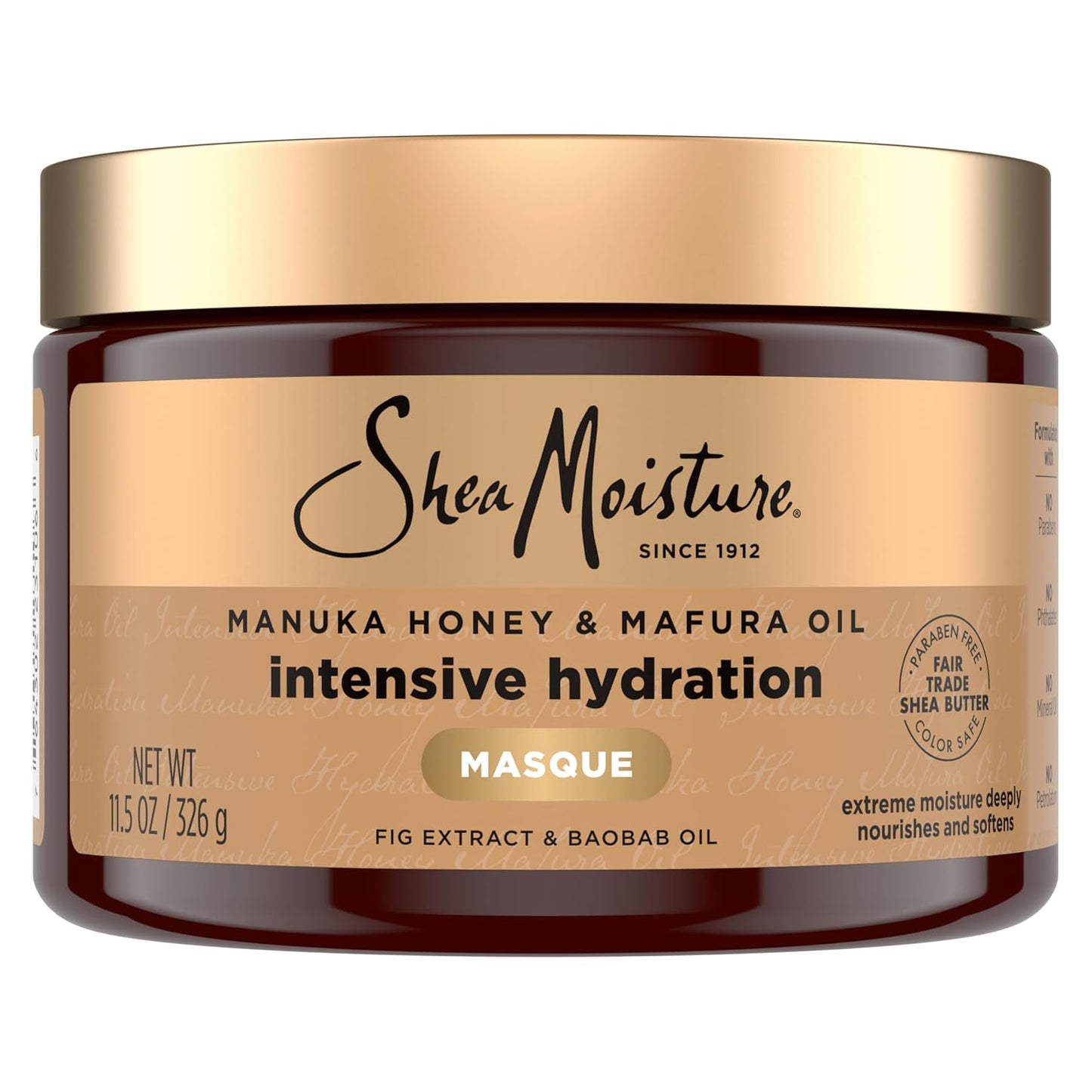 HOTSheaMoisture Intensive Hydration Hair Masque Manuka Honey & Mafura Oil For Dry, Damaged Hair Deep Conditioning Hair Treatment 11.5 oz