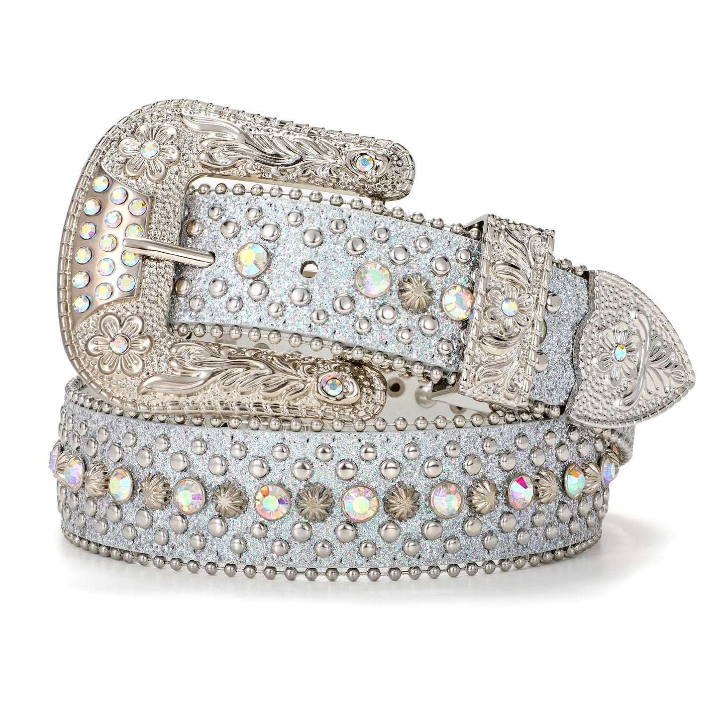 HOTBELTROAD Rhinestone Belt Goth Bling Belts for Women and Men Western Cowboy Cowgirl Belts for Jeans, Halloween Belt