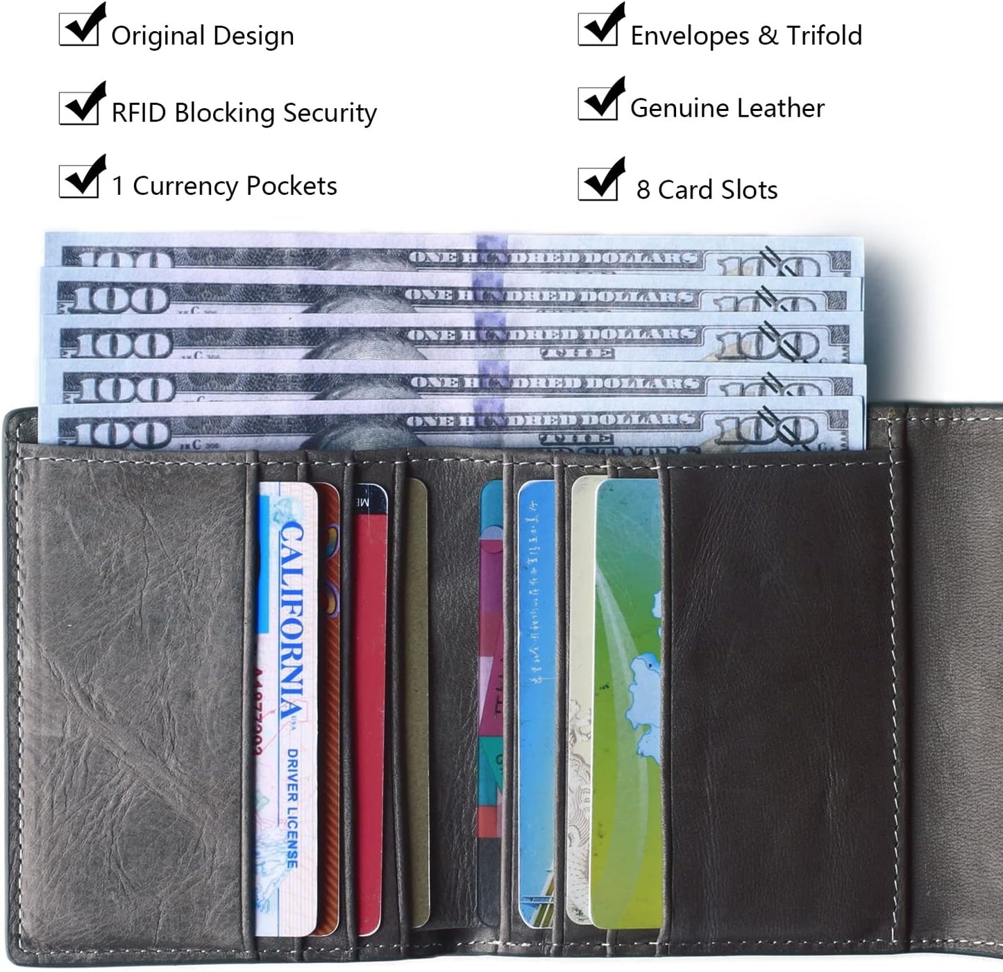 HOTSmall Wallet for Women Genuine Leather RFID Blocking Card Holder Organizer Pocket Compact Bifold Ladies Mini Purse
