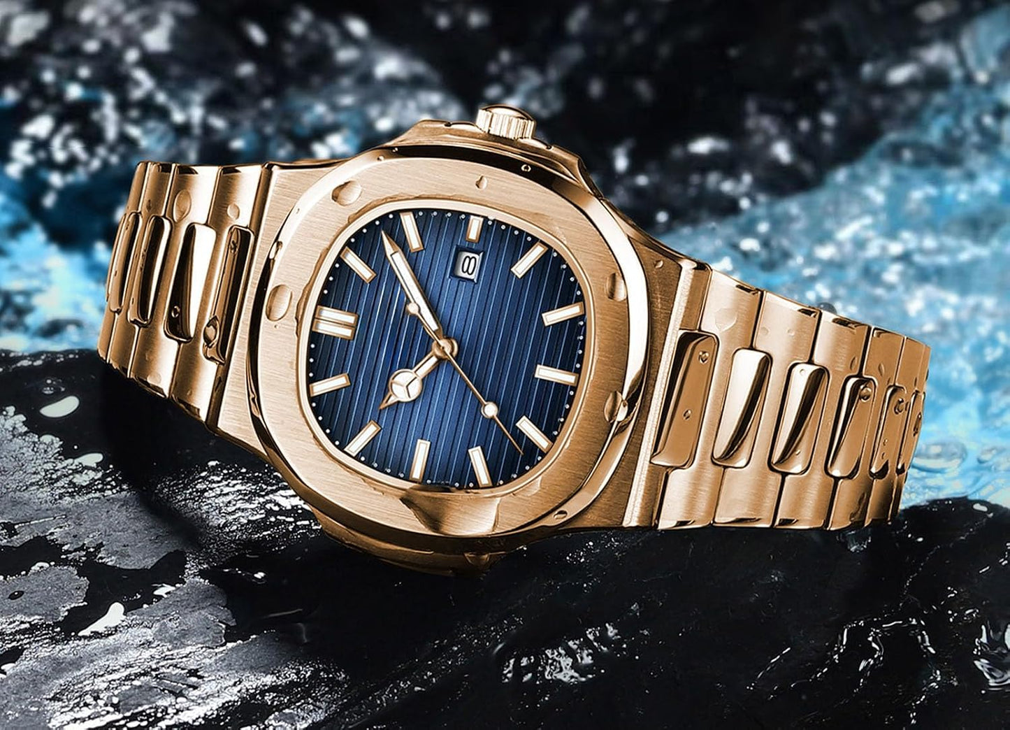 HOTBESTKANG Men Quartz Movement Watch Waterproof Luminous Men's Watch, Stainless Steel Strap Business Watches