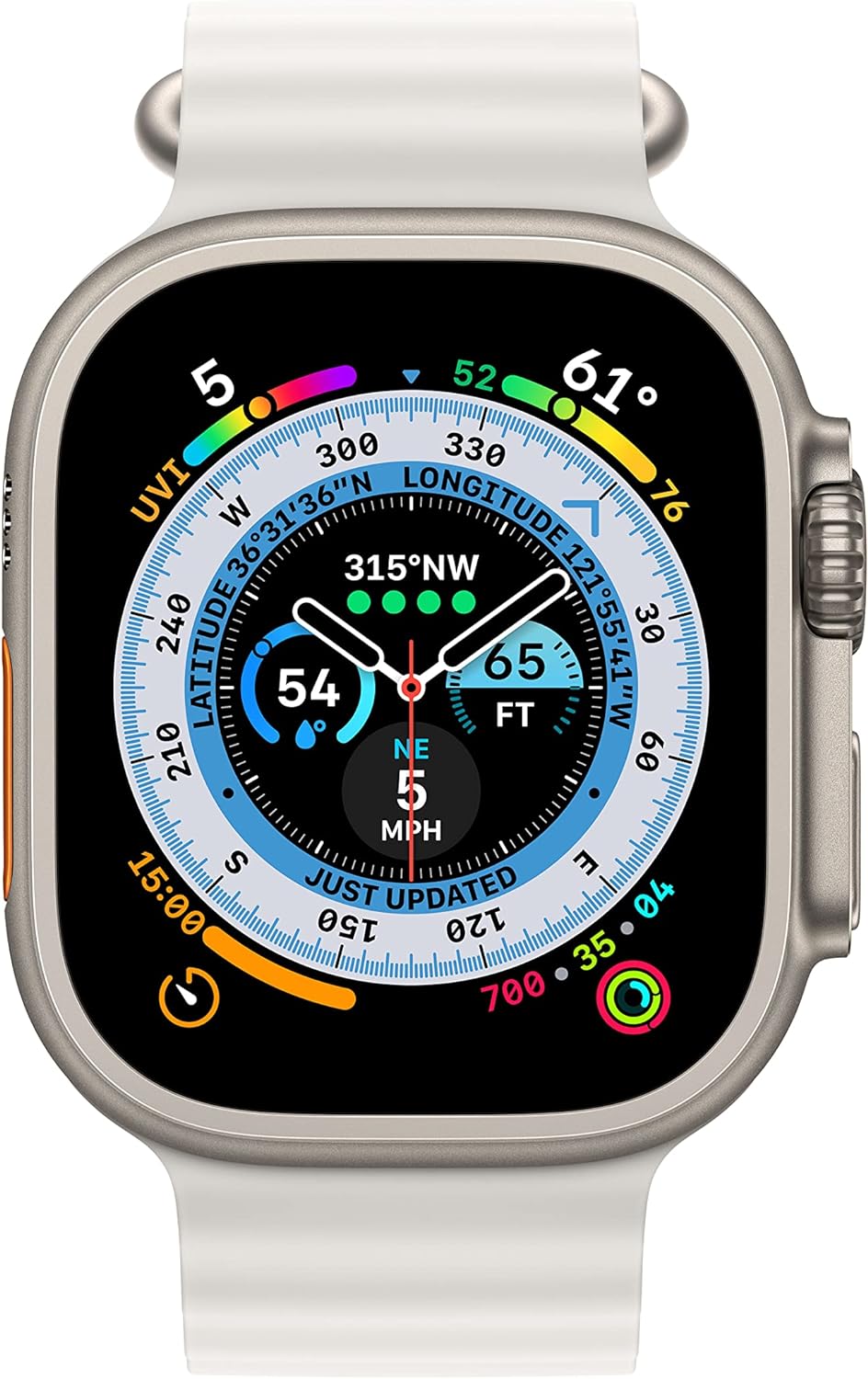 HOTApple Watch Ultra [GPS + Cellular 49mm] Titanium Case with White Ocean Band, One Size (Renewed)