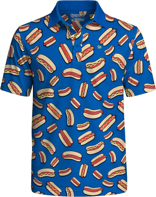 HOTTipsy Elves Men’s Golf Polo Shirt - Moisture Wicking, Stretch Fabric, Athletic Fit - Performance Polo