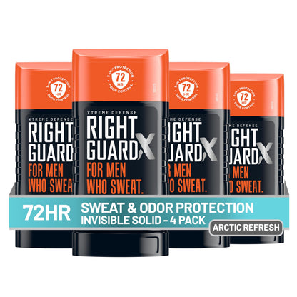 HOTRight Guard Xtreme Defense Invisible Solid Antiperspirant Deodorant, Fresh Blast Scent - 5-in-1 Deodorant Men Can Trust, 72-Hour Odor Control, 2.6 oz (4 Pack)