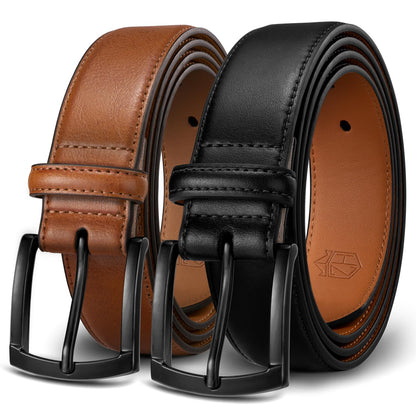 HOTZitahli Mens Belt 2 Pack - Men Leather Belt Design for Work Business and Casual Golf Jeans-Everyday Wear,Gifts for Men