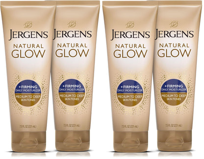 HOTJergens Natural Glow +Firming Self Tanner Lotion Fair to Medium, 7.5 oz | Sunless Tanning Moisturizer, Collagen and Elastin Formula, Reduces Cellulite, Gradual Glow, Fair to Medium Skin Tone