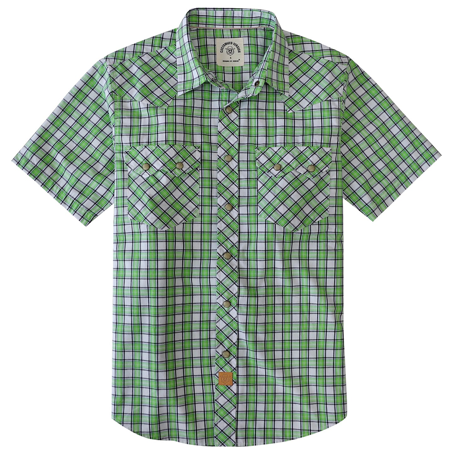 HOTDubinik® Pearl Snap Western Shirts for Men Short Sleeve Cowboy Men's Casual Shirt with 2 Sawtooth Pocket Vintage