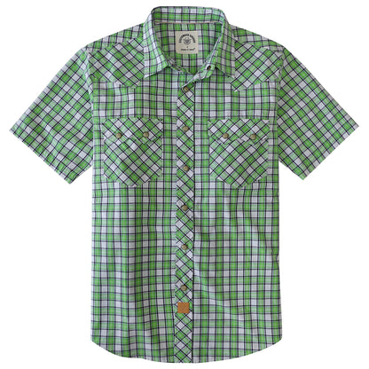 HOTDubinik® Pearl Snap Western Shirts for Men Short Sleeve Cowboy Men's Casual Shirt with 2 Sawtooth Pocket Vintage