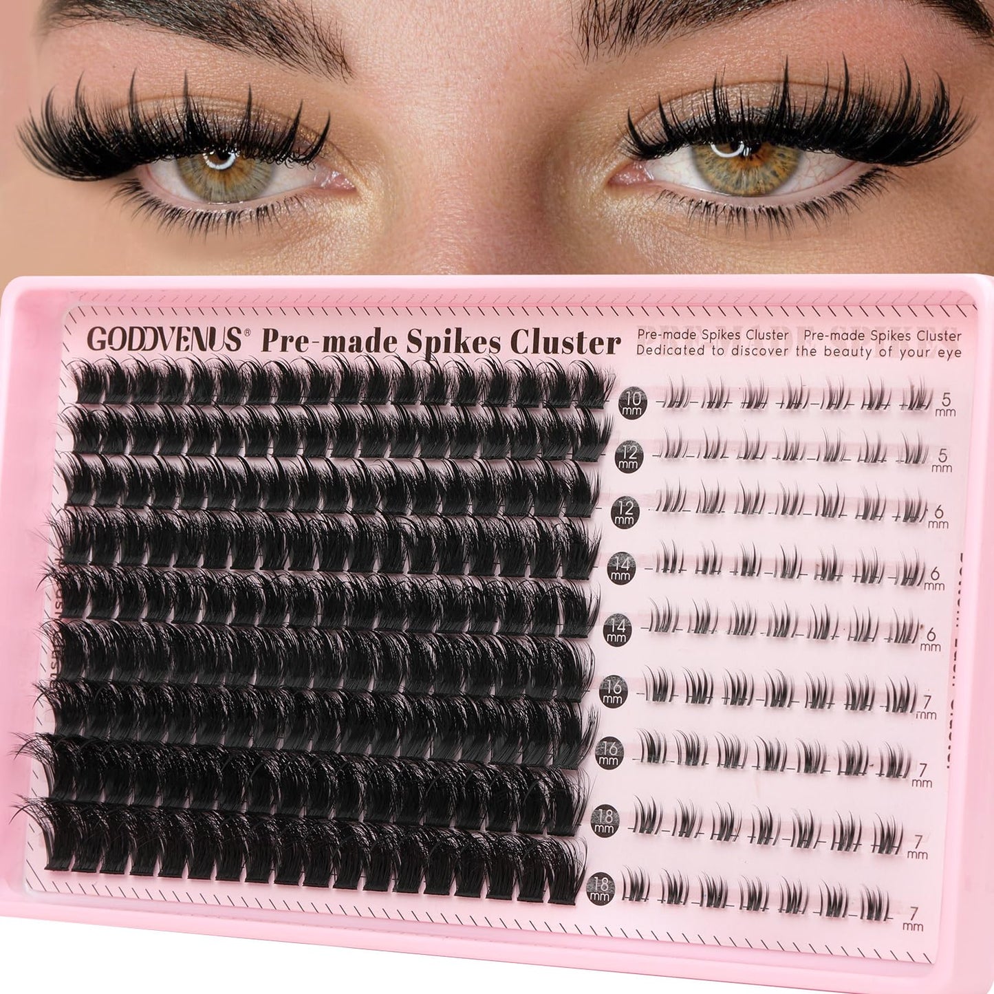 HOTGoddvenus Lash Clusters Kit Wispy Eyelash Clusters Lashes Natural DIY Lash Extension Kit 10-16mm Cluster Eyelash Extensions Kit 300pcs C Curl Individual Lashes Cluster Eyelash (No Tweezers)
