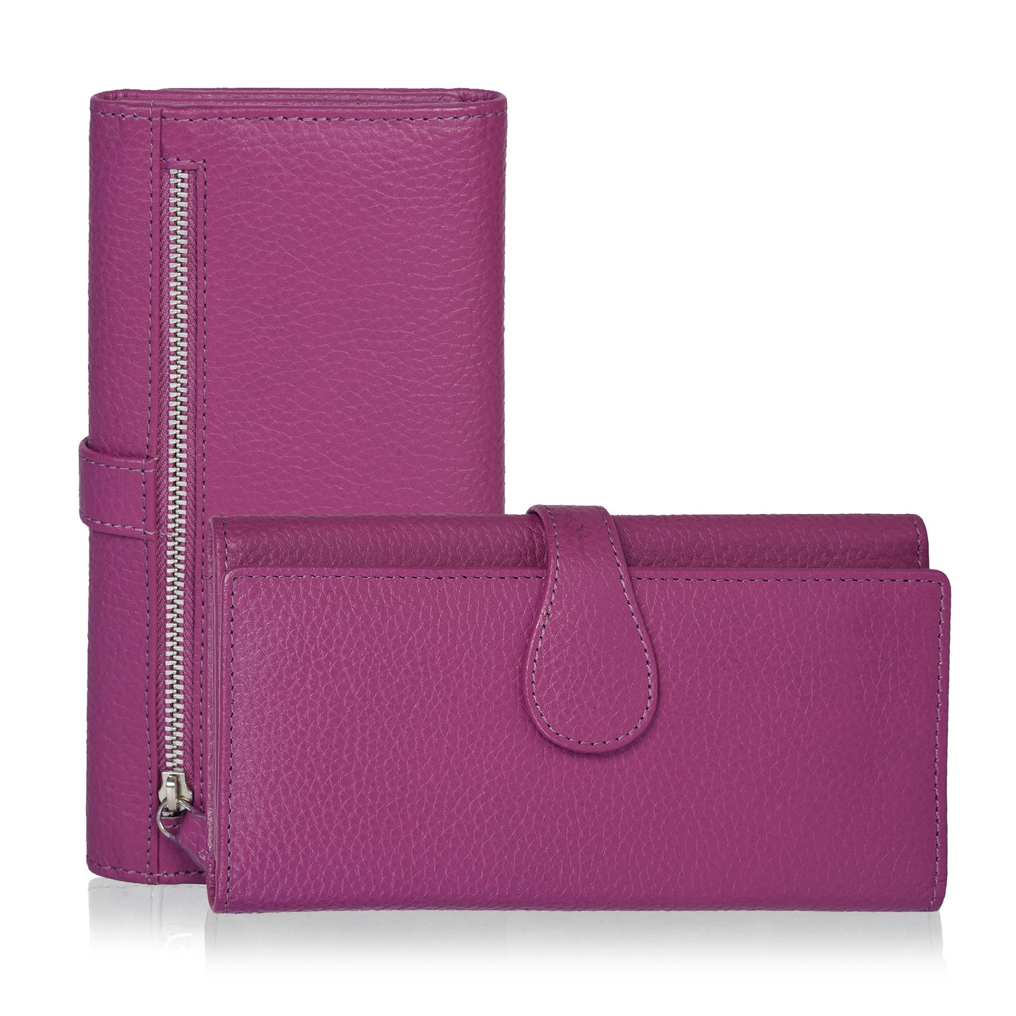 HOTReal Leather Women Wallet Leather with RFID Blocking -Trifold Card Holder Designer Ladies Clutch with ID Window Wallets