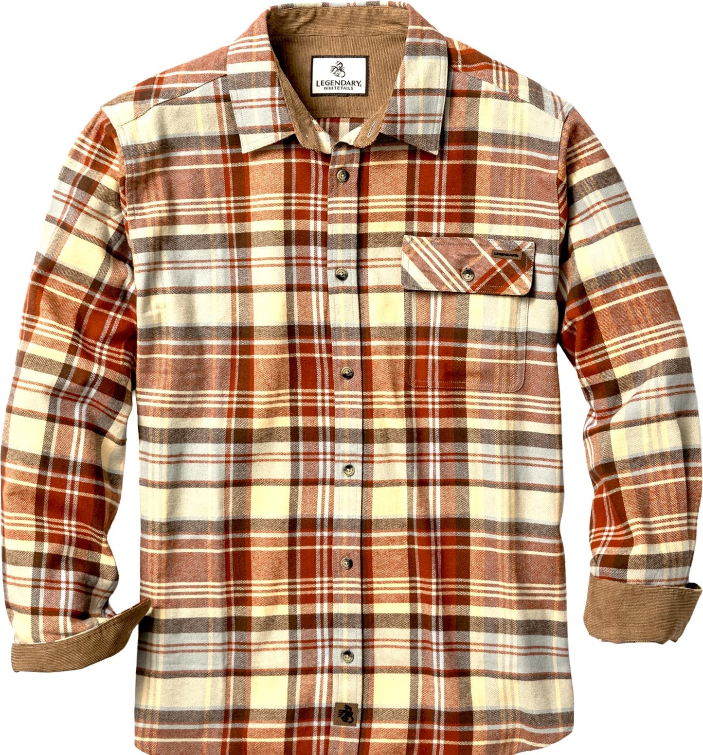 HOTLegendary Whitetails Mens Long Sleeve Button Down 100% Cotton Flannel Shirt