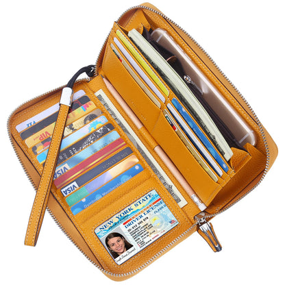 HOTLavemi Small Compact Women Wallet RFID Blocking Genuine Leather Bifold Purse with ID Windows
