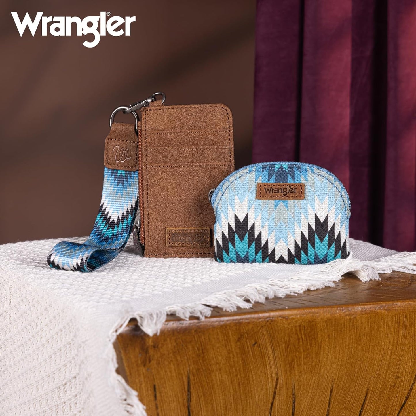 HOTWrangler Aztec Keychain Wristlet Wallets for Women Western Dual Pouch Wristlet Credit Card Holder Wallet with Zipper Pocket WG2211-W0051JN