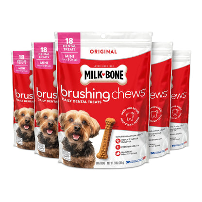 HOTMilk-Bone Brushing Chews Large Daily Dental Dog Treats, 33.7 oz Bag | 25 treats, chicken flavored, VOHC accepted dental chews, helps clean teeth and freshen breath, for large dogs 50 lbs and up