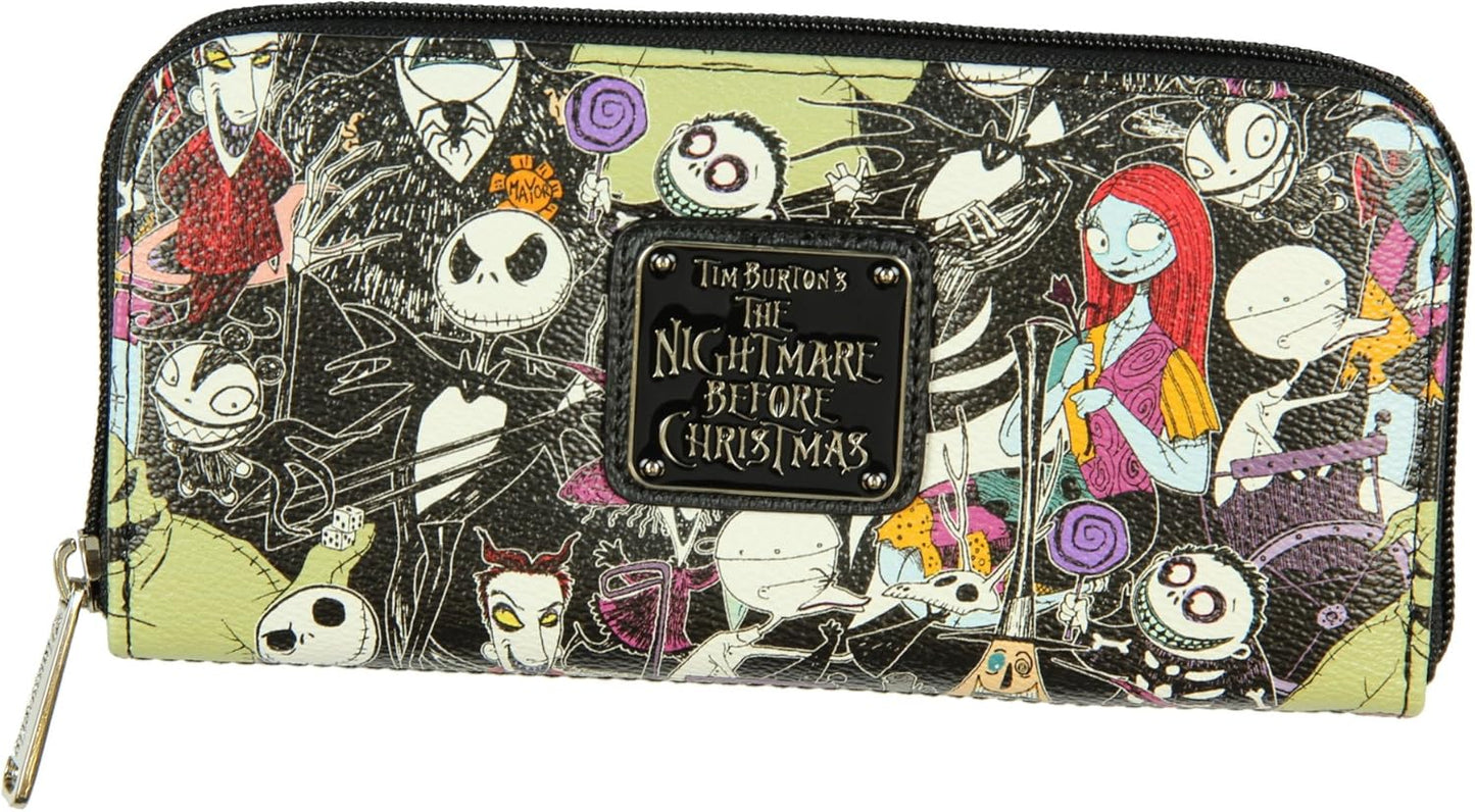 HOTLoungefly The Nightmare Before Christmas Allover Print Character Zip Around Wallet