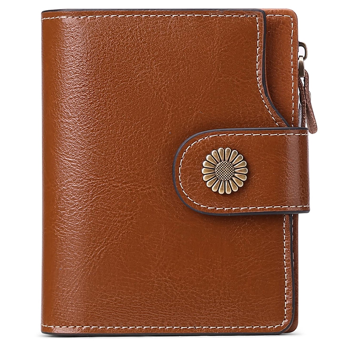 HOTFalan Mule Women's Lightweight Genuine Leather Wallet, Includes Card Holders, RFID-Blocking, Lightweight, Photo & ID Holder, Green