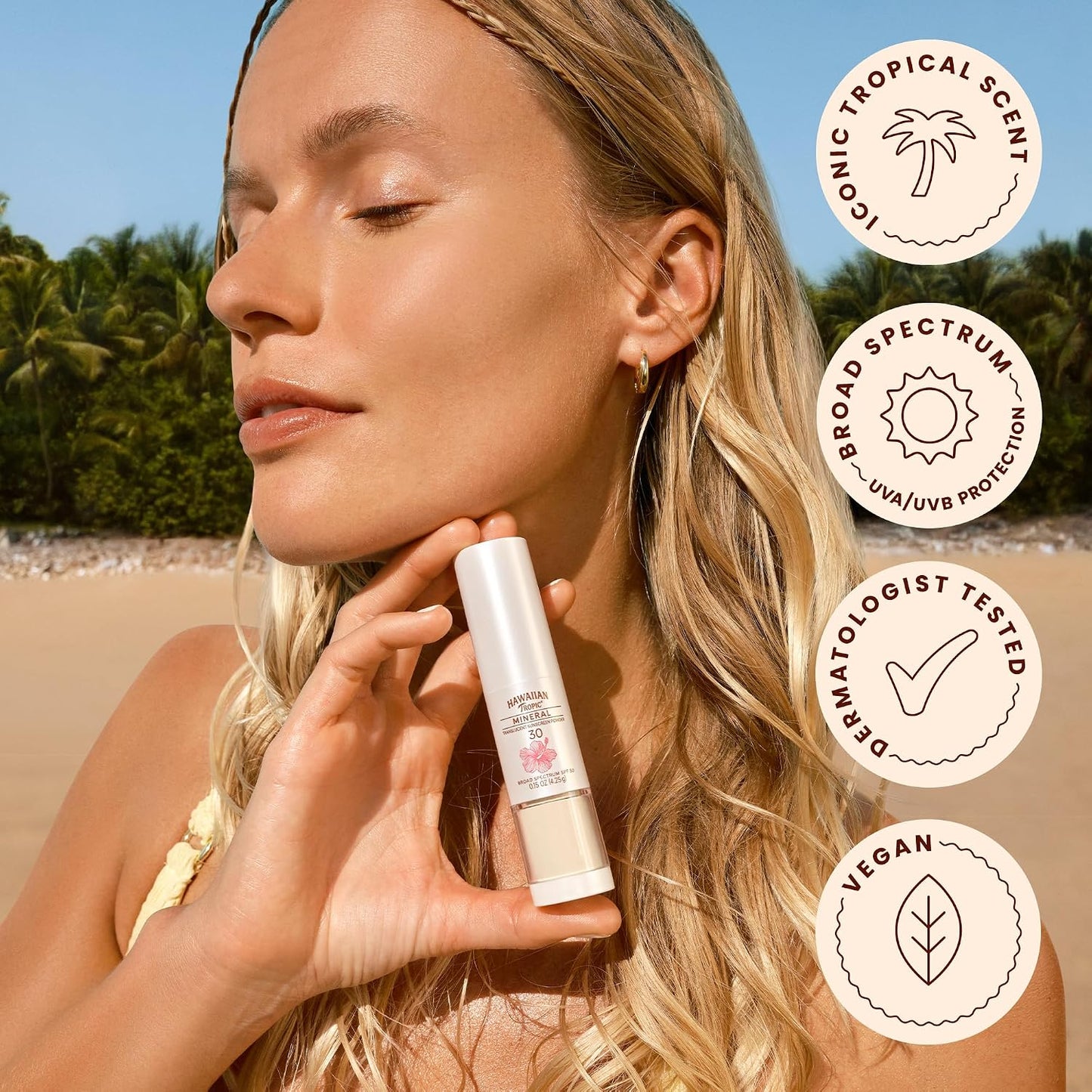 HOTHawaiian Tropic Mineral Powder Sunscreen Brush SPF 30, SPF Powder Sunscreen for Face, Brush On Sunscreen Powder for Face, Translucent Powder SPF 30, Hawaiian Tropic Sunscreen Powder, 0.15 oz