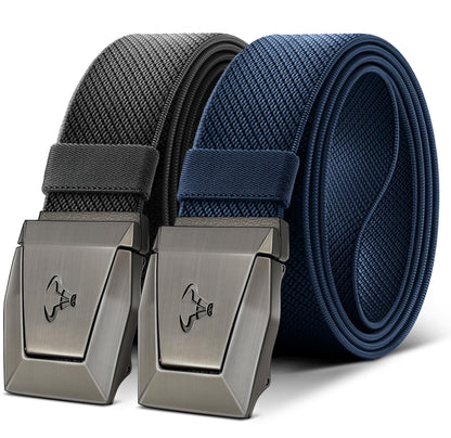 HOTBULLIANT Men Tactical Belt 2 Pack,Stretch Western Rigger Web Belt For Cowboy Military Heavy Duty 1.5"-Cut For Fit | Smooth Sliding | Adjustable for Precise Fit | Tailored Size | Rugged Nylon for Heavy Duty, hiking, Hunting
