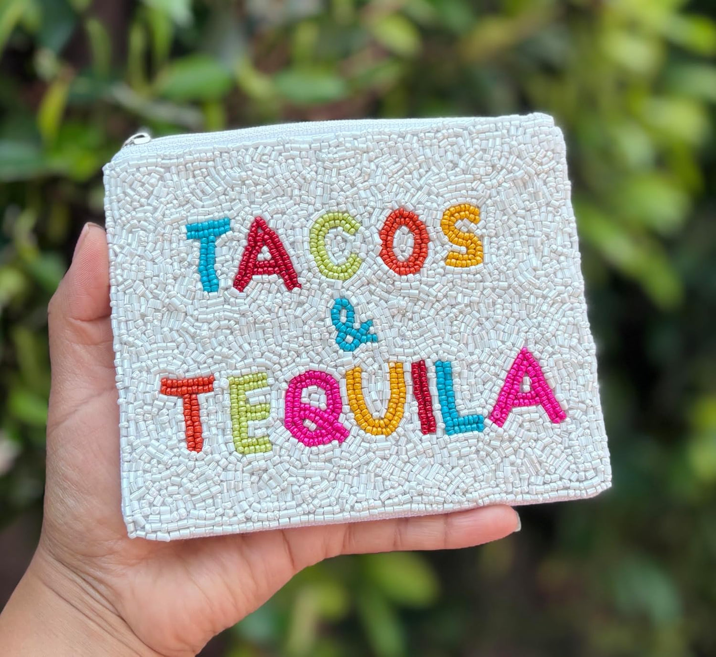 HOTTACOS AND TEQUILA Coin Purse Pouch, Coin Purse Pouch, Beaded Coin Purse, Cute Coin Purse, Beaded Purse, Summer Coin Purse, Best Friend Gift, Pouches, Boho Bags, Wallets for Her