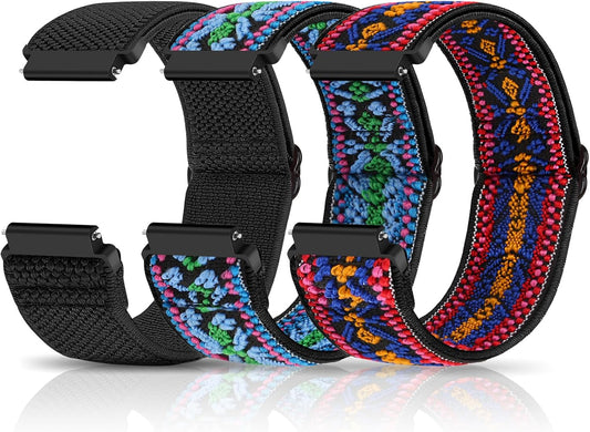 HOTCompatible with 16mm 18mm 19mm 20mm 22mm 24mm Watch Bands Quick Release Replacement Wristband,Adjustable Stretchy Nylon Solo Loop Straps Fabric Braided Sport Elastic Bands for Men Women