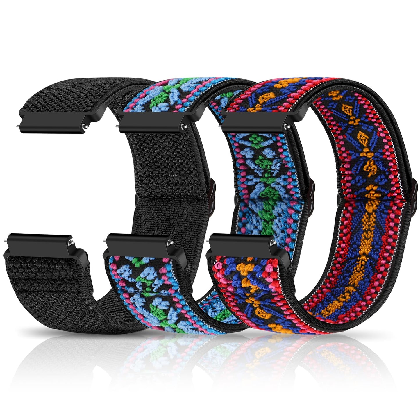 HOTCompatible with 16mm 18mm 19mm 20mm 22mm 24mm Watch Bands Quick Release Replacement Wristband,Adjustable Stretchy Nylon Solo Loop Straps Fabric Braided Sport Elastic Bands for Men Women