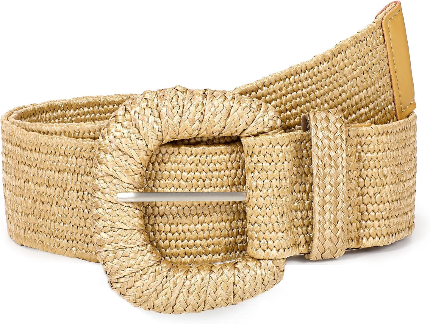 HOTStraw Woven Elastic Belt for Women Stretchy Belts for Dress Fashion Boho Waist Belt Rattan Raffia Ladies Belts