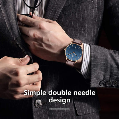 HOTBEN NEVIS Watch, Mens Watch, Minimalist Fashion Simple Wrist Watch Analog Date with Leather Strap