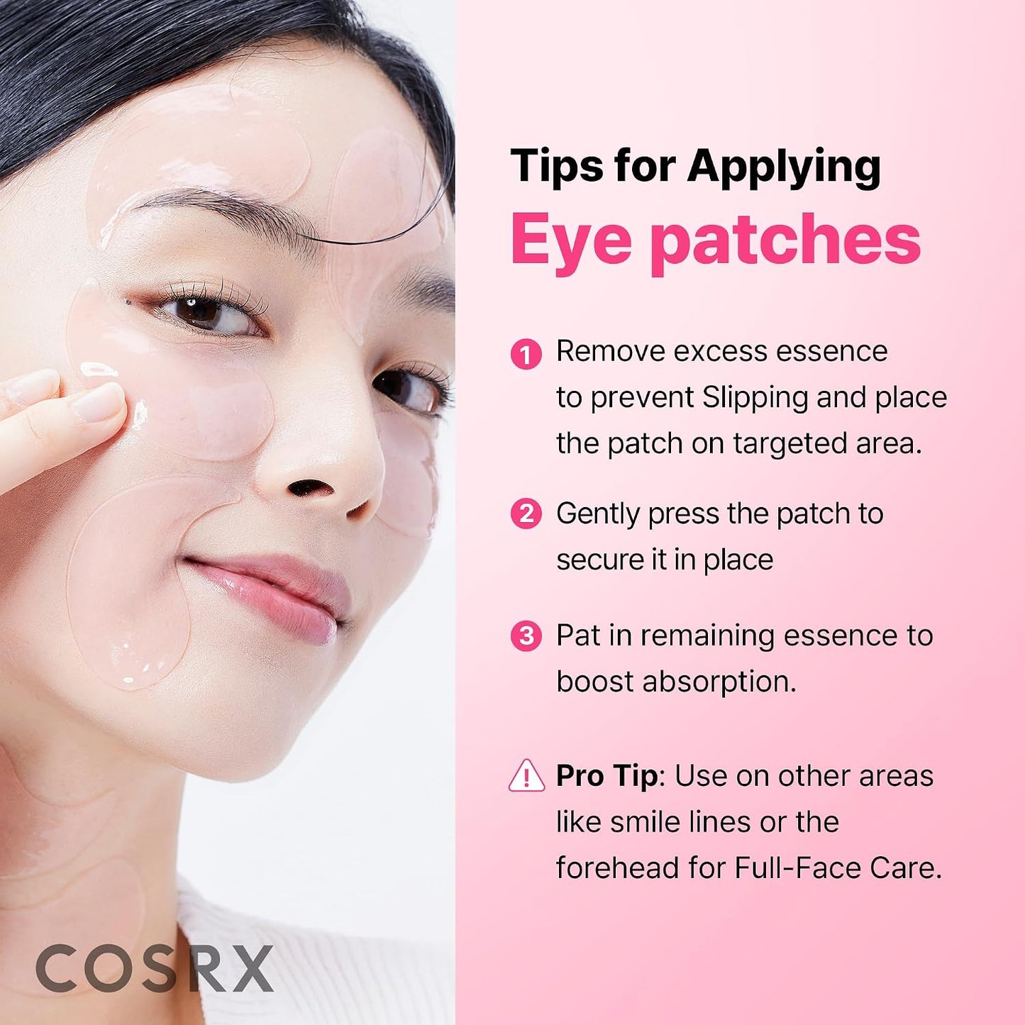 HOTCOSRX Pink Peptides Collagen Hydrogel Eye Patch for Puffy Eyes, Cooling & Firming Under Eye Patches with 4-Peptide & Caffeine (60), Depuffing Gel Eye Mask, Korean Skin Care