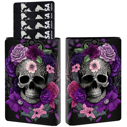 HOTPop Up Wallet Women Men with Money Slot,RFID Blocking Leather Minimalist Automatic Credit Card Holder Business Trifold Card Case-Purple Dream Catcher