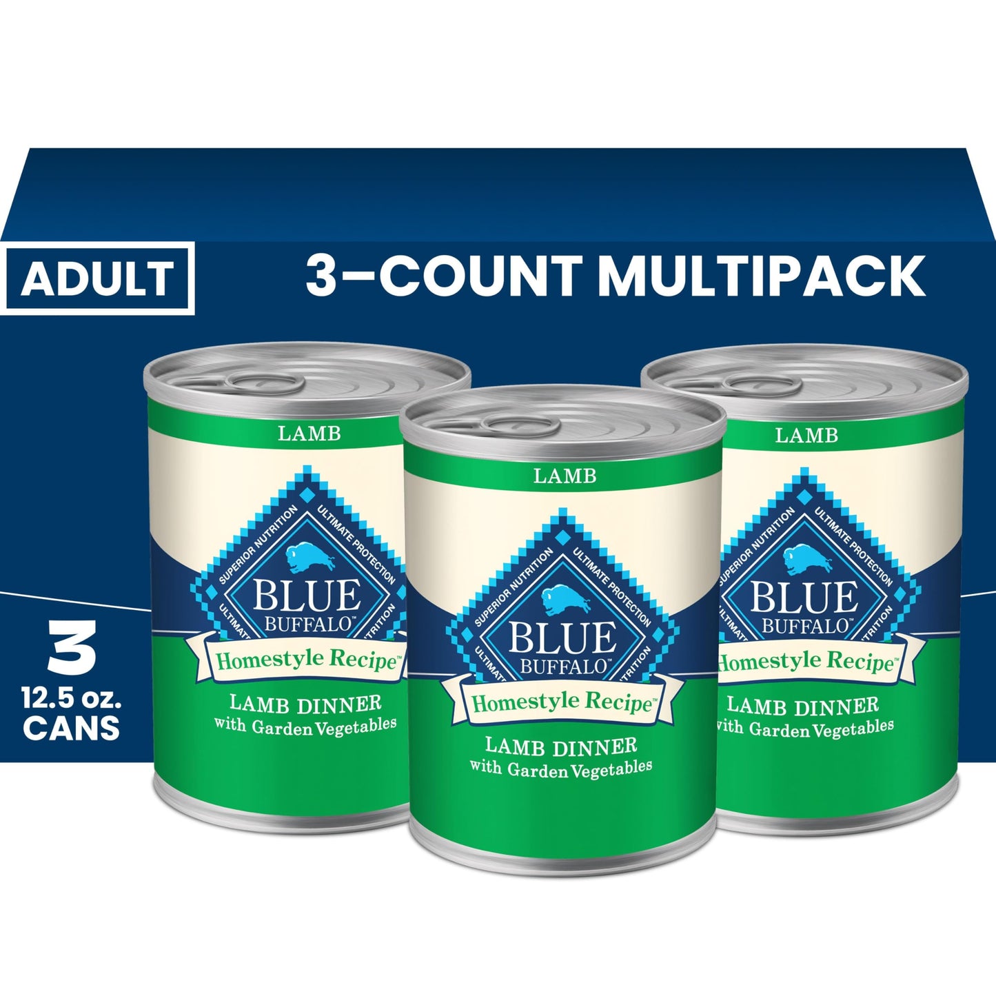 HOTBlue Buffalo Homestyle Recipe Wet Dog Food Paté Variety Pack, Chicken Dinner & Beef Dinner with Garden Vegetables, Made with Natural Ingredients, 12.5-oz. Can (6 Count, 3 of Each)
