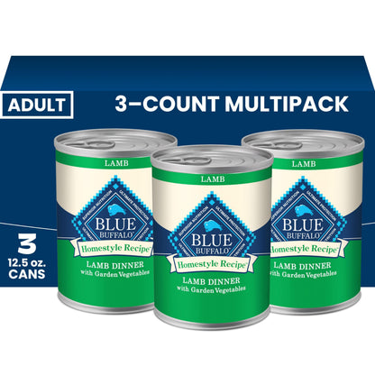 HOTBlue Buffalo Homestyle Recipe Wet Dog Food Paté Variety Pack, Chicken Dinner & Beef Dinner with Garden Vegetables, Made with Natural Ingredients, 12.5-oz. Can (6 Count, 3 of Each)