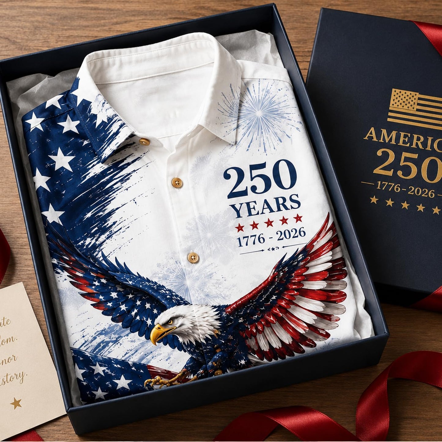 HOTAmerica 250TH Anniversary Hawaiian Shirt 1776-2026, Patriotic Eagle Flag Button Down Shirts Men, Gifts for Independence Day
