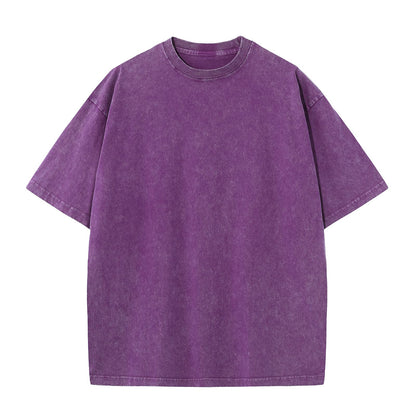 HOTMen's Cotton T-Shirts Oversized Unisex Short Sleeves Casual Loose Wash Solid Basic Tee Tops