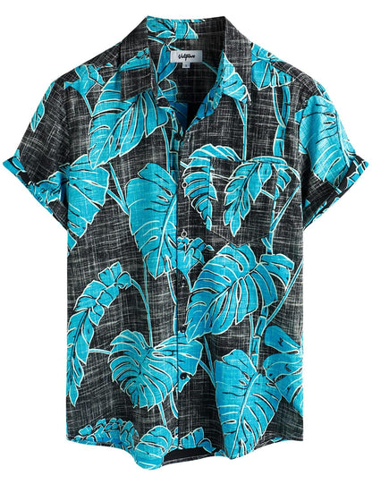 HOTVATPAVE Mens Hawaiian Shirts Casual Summer Short Sleeve Button Down Shirts | Beach, Floral, Front Pocket, Cotton, Tropical, Vacation, Vintage, Printed, Cruise, Collared, Aloha, Party, Reverse Fabric