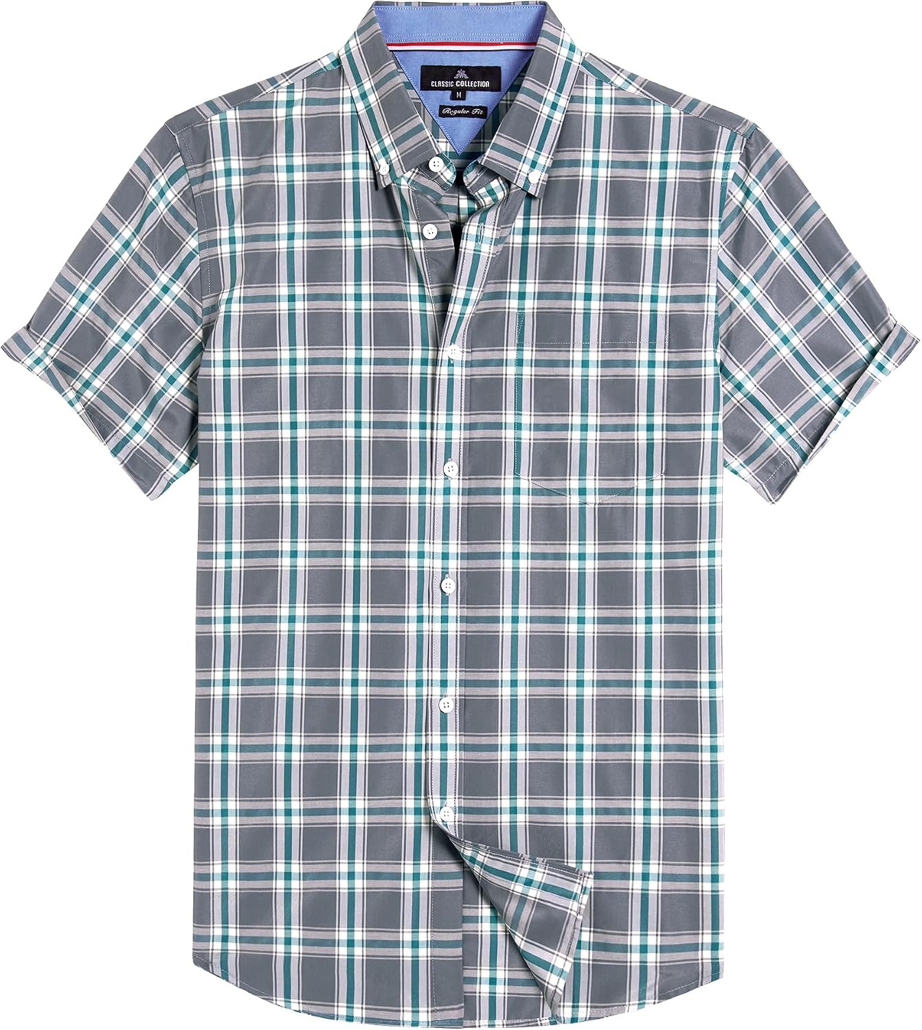 HOTAlimens & Gentle Plaid Mens Short Sleeve Button Down Shirts with Pocket | Lightweight,Button-Down Collar,Regular Fit,Excellent Colors,Breathable,Casual,Cotton Blend,Easy Care