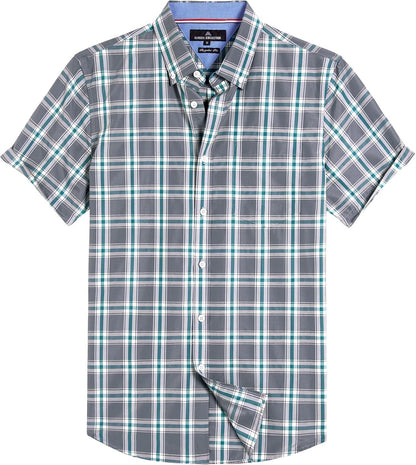 HOTAlimens & Gentle Plaid Mens Short Sleeve Button Down Shirts with Pocket | Lightweight,Button-Down Collar,Regular Fit,Excellent Colors,Breathable,Casual,Cotton Blend,Easy Care