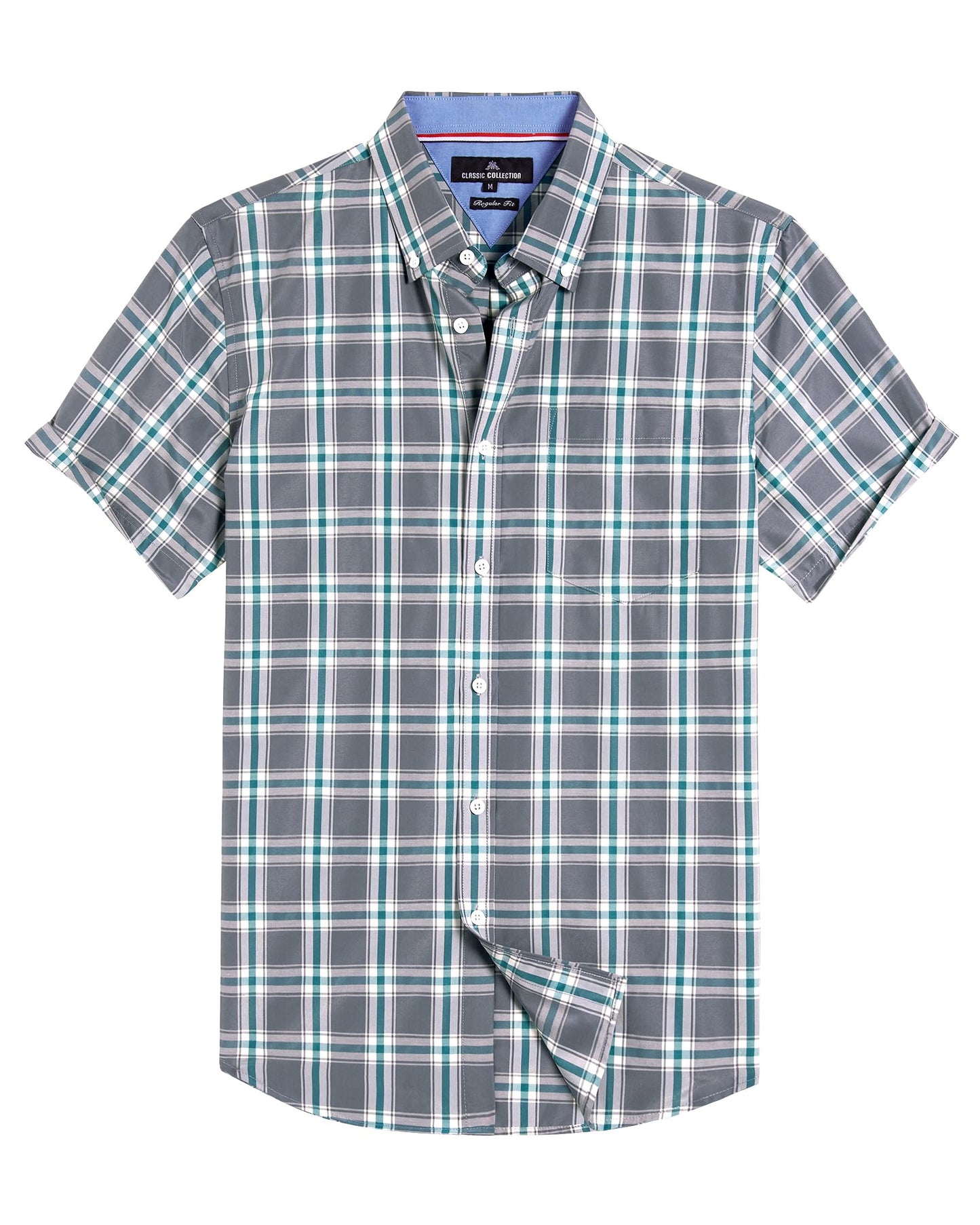 HOTAlimens & Gentle Plaid Mens Short Sleeve Button Down Shirts with Pocket | Lightweight,Button-Down Collar,Regular Fit,Excellent Colors,Breathable,Casual,Cotton Blend,Easy Care