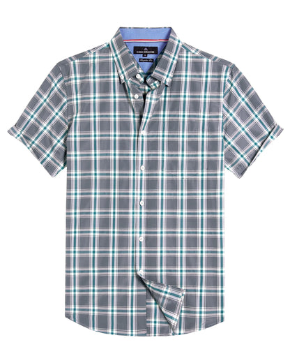 HOTAlimens & Gentle Plaid Mens Short Sleeve Button Down Shirts with Pocket | Lightweight,Button-Down Collar,Regular Fit,Excellent Colors,Breathable,Casual,Cotton Blend,Easy Care