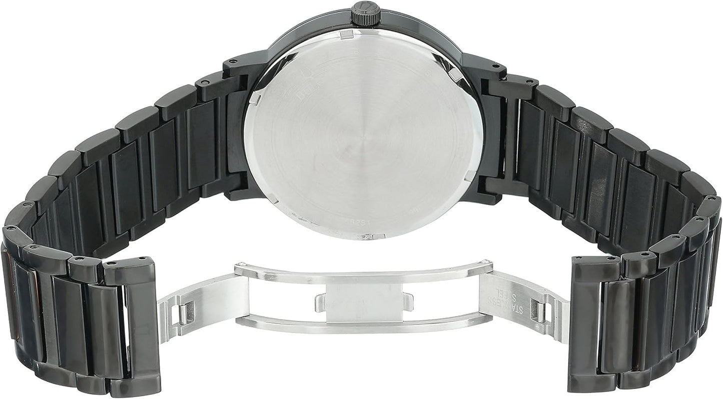 HOTBulova Men's 3-Hand Quartz Watch with Diamond Dial and Edge to Edge Crystal