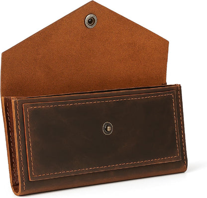 HOTBrown Leather Cash Envelopes for Money - Small Money Pouch With Mobile Holder, Handmade Leather Wallets Currency Holder - Money Organizer for Cash Money Bag for Travel Wallets for Women