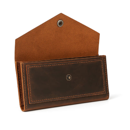 HOTBrown Leather Cash Envelopes for Money - Small Money Pouch With Mobile Holder, Handmade Leather Wallets Currency Holder - Money Organizer for Cash Money Bag for Travel Wallets for Women