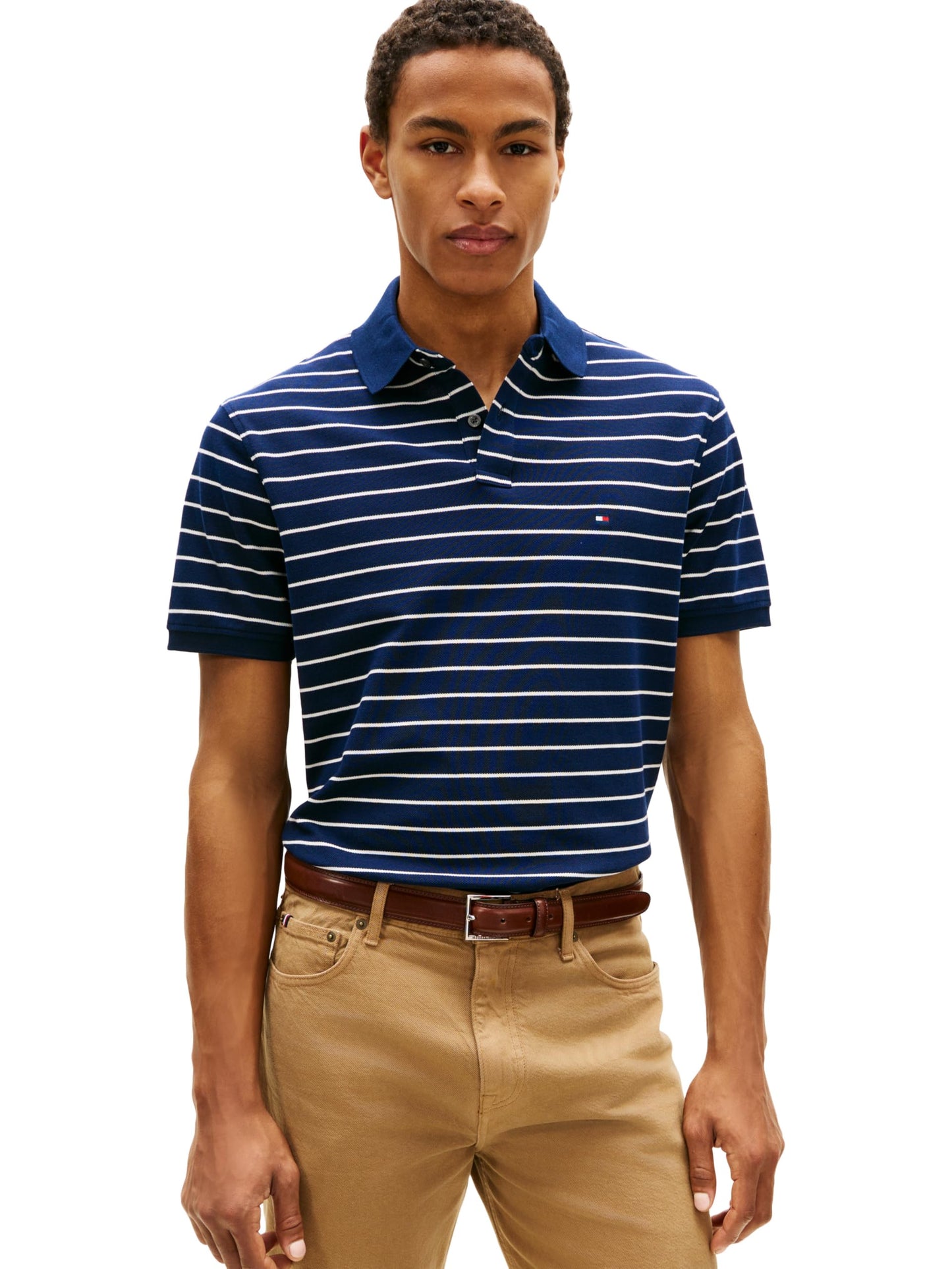 HOTTommy Hilfiger Men's Short Sleeve Polo Shirts in Classic Fit with Stretch and Organic Pique Cotton