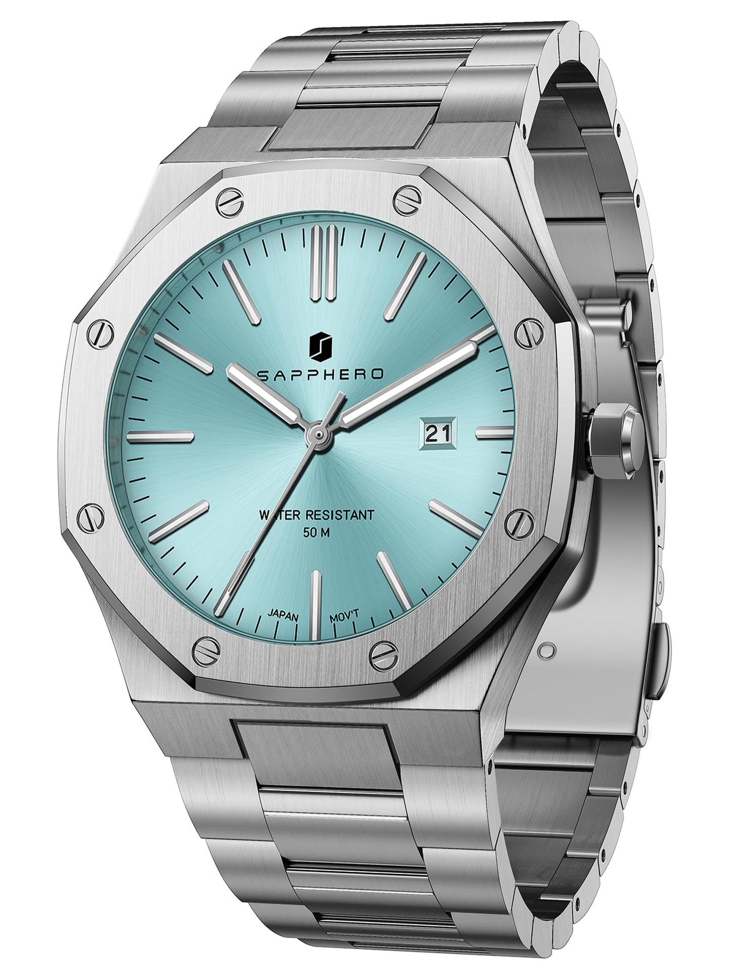 HOTSAPPHERO Mens Watches Stainless Steel Quartz Watch for Men Waterproof Date Clock Fashion Business Wristwatch Gift for Men