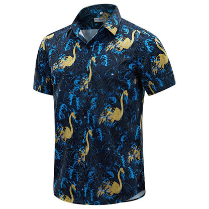 HOTENVMENST Hawaiian Shirt for Men Short Sleeve Beach Printed Summer Button Down Aloha Shirt