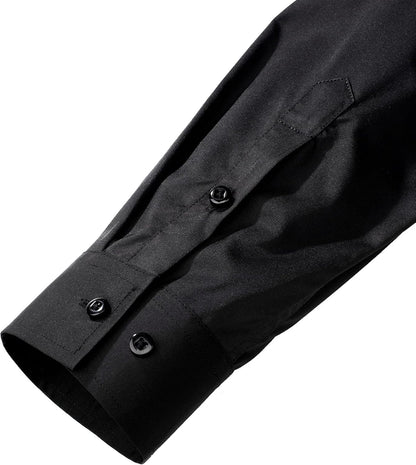 HOTJ.VER Men's Dress Shirts Solid Long Sleeve Stretch Wrinkle-Free Formal Shirt Business Casual Button Down Shirts