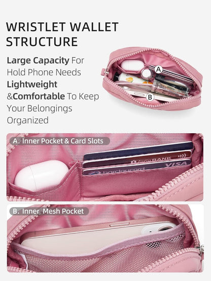 HOTWESTBRONCO Puffer Wristlet Wallet for Women – RFID Blocking Quilted Nylon Phone Wallet, Zipper Card Holder & Makeup Pouch