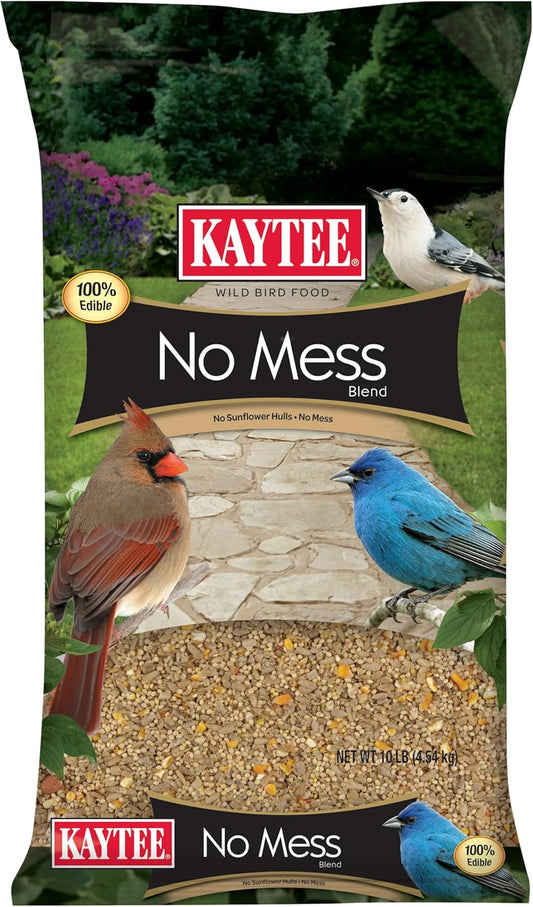 HOTKaytee Wild Bird (No Mess or Waste Free) Food Seed Blend For Blue Jays, Woodpeckers, Juncos, Cardinals, Grosbeaks, Sparrows, and Finches, 10 Pound, (Packaging May Vary)