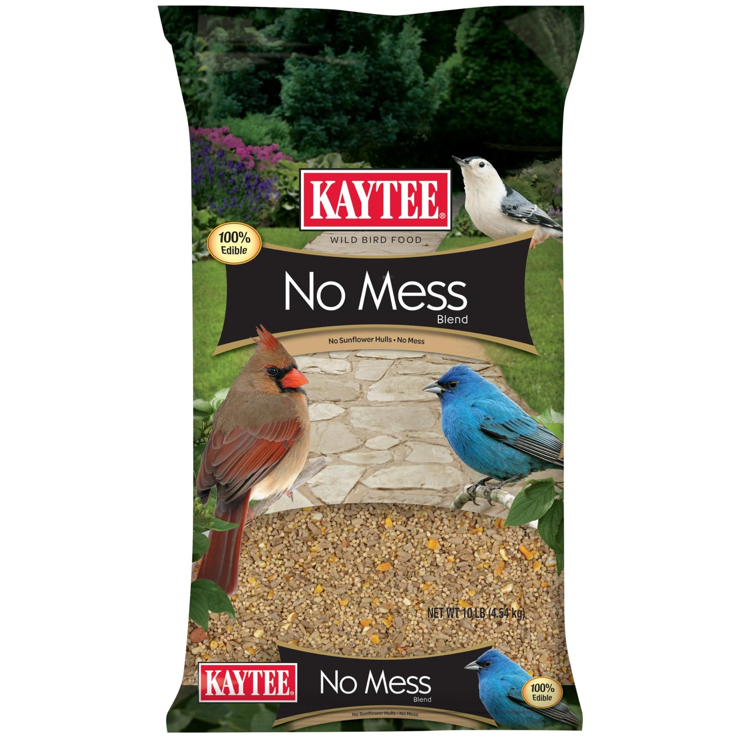 HOTKaytee Wild Bird (No Mess or Waste Free) Food Seed Blend For Blue Jays, Woodpeckers, Juncos, Cardinals, Grosbeaks, Sparrows, and Finches, 10 Pound, (Packaging May Vary)